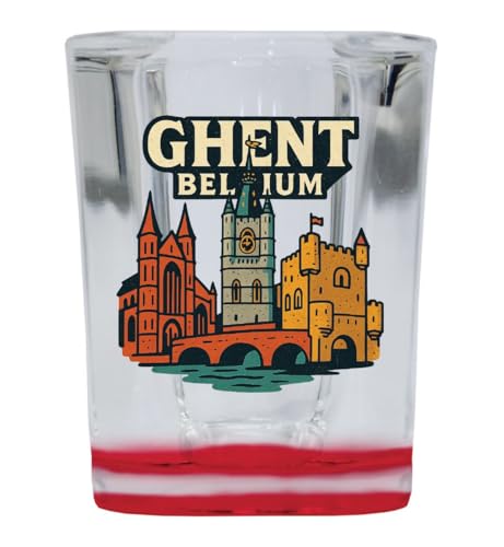 Vaso shot cuadrado con base roja 2 oz estilo vintage