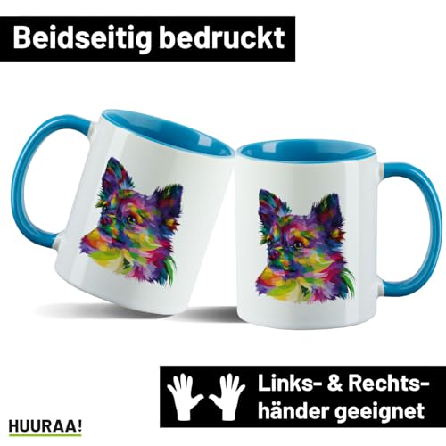 Huuraa Becher Chihuahua Colorful Geschenk 330ml Blau Chihuahua Geschenkidee