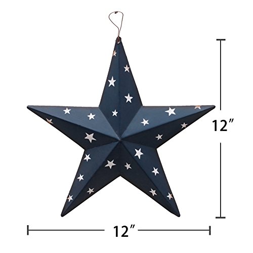 Patriotic Metal Barn Star Wall Decor, 12Inch Hanging Usa Flag Metal Stars Ornament Indoor Outdoor Americana Star Decor For Door Porch July 4Th Memorial Day Labor Day Decoration #TOP6