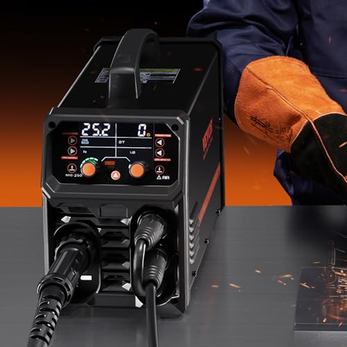 VEVOR Pro MIG Welder, 250A Pluse Mig Welding Machine, 5-in-1 Synergic Welder Machine MIG Pluse/Gas MIG/Flux Core MIG/Stick/Lift TIG, 110V/220V Dual Voltage Aluminum Mig Welder with LCD Screen Display - Image 8