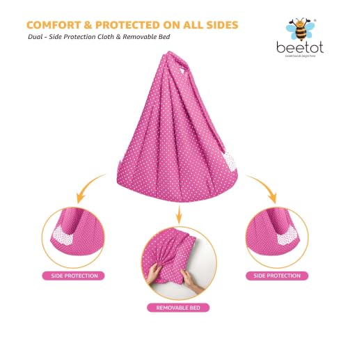 Image of Premium Swing Cradle Set | Cradle Cloth, Padded Bed, Mosquito Net, Heavy-Duty Spring & Triangle Hanger | Up to 15 kg | Dark Pink Dot