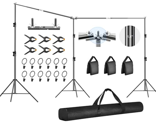 FUDESY 10x20ft Backdrop Stand Heavy Duty Adjustable Photography Background Support System with Angle Rotatable Connector Spring Clamps Sandbags Ring Clips Carry Bag for Photo Video Studio Wedding