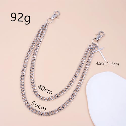 Pants Chain for Men Women Halloween Costumes Cross Jeans Chains Shorts Chains Goth Accessories Punk Hip Hop Wallet Chain Silver3
