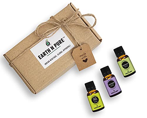 Image of Earth N Pure Essential Oils (Tea Tree, Lavender & Rosemary) | Pack Of 3 (15 ml each) | 100% Pure, Undiluted, Natural And Therapeutic Grade - Perfect for Aromatherapy, Skin Therapy & More