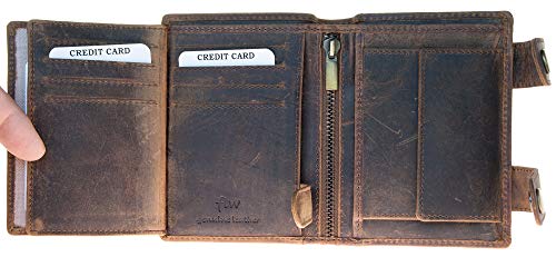 FLW Men's Genuine Leather Wallet with Two Buckles and Scorpion - Image 6