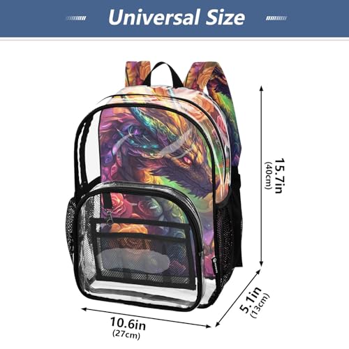 Clear Backpack for School Dragon Surrounded Roses Transparent Bookbag for Girls See Through PVC Boy Backpacks4