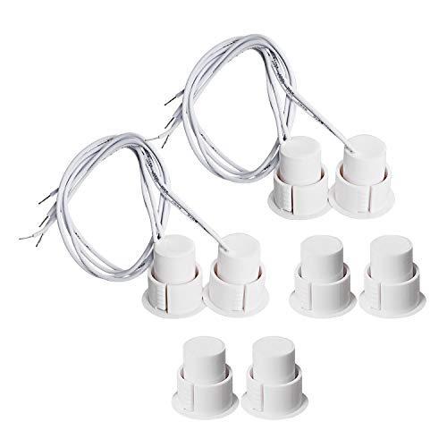 Aoje-Link RC-36 NO Recessed Wired Security Window Door Contact Sensor Alarm Magnetic Reed Switch for Home Security Access Control and Burglar Alarm Systems White 4pcs
