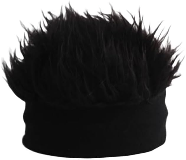 Mens Novelty Hair Hats Spiked Funny Wig Hat Wig Peaked Baseball Hat for Men Women Beanie Hats