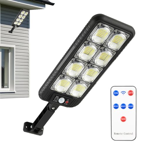 Lámparas solares de calle LED para exteriores, iluminación solar mejorada, lámpara de inducción con control remoto, sensor de movimiento, foco de seguridad para entradas