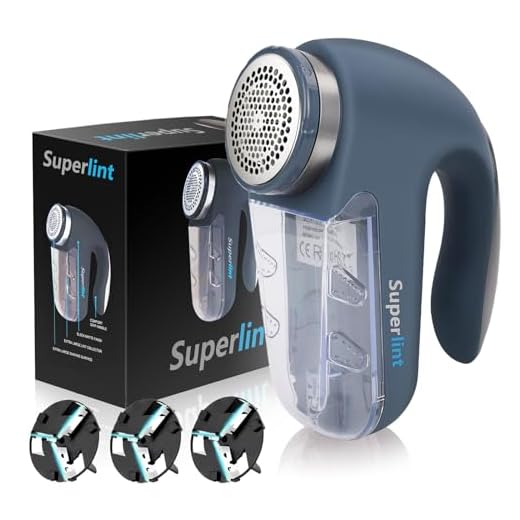 SUPER LINT Best Rated Electric Sweater Shaver Best Fuzz Pill Bobble Remover for Fabric Fleece Curtains Clothes, Marine Blue & Silver