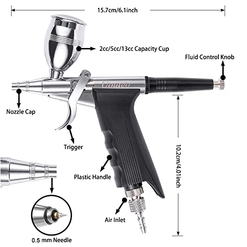 Image of Airbrush Trigger Gun with 0.5 mm Needles 2CC /5CC /13CC Cup