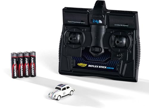 Carson 500504153 1:87 VW Beetle Rallye 2.4G 100% RTR - Fahrfertiges Modell, RC Auto, H0 Auto,RC Modell,Diorama Fahrzeug, Weiß