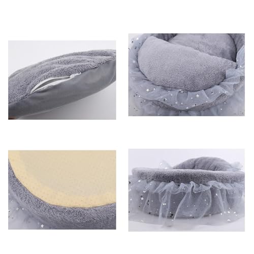 Lit rond en dentelle pour chat doux et panier chaud chiot m - 3