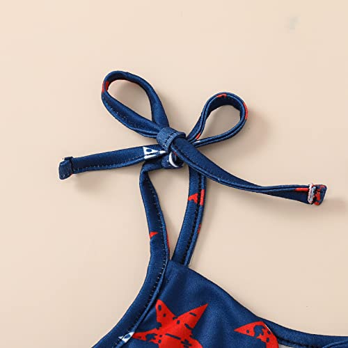 Xiaodriceee 4Th Of July Toddler Girl Romper Sleeveless Spaghetti Straps Short Jumpsuit One-Piece Summer Fourth Of July Outfit (Stars Blue,4-5T) #TOP3