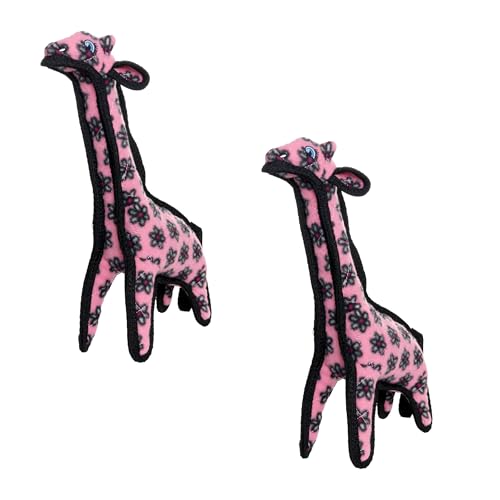 TUFFY World’s Tuffest Soft Dog Toy – Zoo Giraffe (Junior Pink 2 Pack)