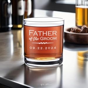 Lifetime Creations Personalized Father of the Groom Whiskey Glass Custom Engraved Glassware Gift for Wedding Day from Son or Daughter In Law Made In The USA Dishwasher Safe