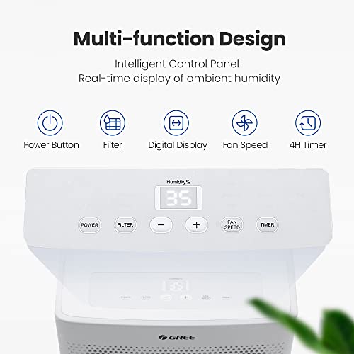 Gree Dehumidifier 50 Pint With Pump For Up To 4500 Sq.ft, Energy Star Dehumidifier For Large Room, Basement, Bedroom. Intelligent Humidity Control, Led Control Panel, Quiet Dehumidifier With Drain Hose #TOP1