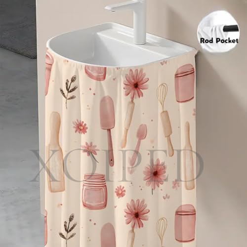 Image of Premium Printed Kitchen Sink Curtain | Washable & Dustproof Rod Pocket Counter Skirt | Perfect for Any Sink,Counter | Multicolor Cooking Theme for Home & Kitchen (150cm X 70cm) (1, Velan)