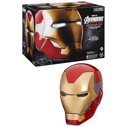 Avengers Marvel Legends Series, Casco electrónico premium de Iron Man con efecto de luces, Endgame, Artículo para juego de rol de adultos