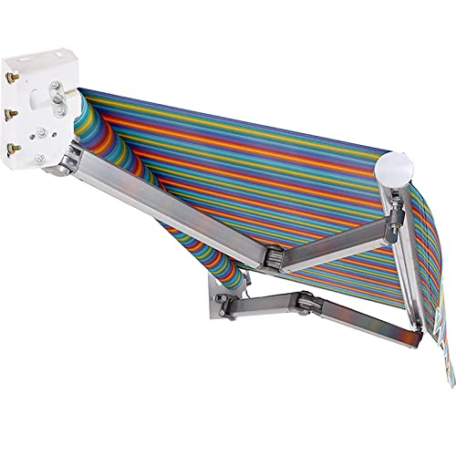 Articulated Arm Awning Awning With Hand Crank - Wall-mounted Sun Awning for Patio with Angle Adjustable, UV Protection, Waterproof - Aluminum Awning with Manually Retractable Design