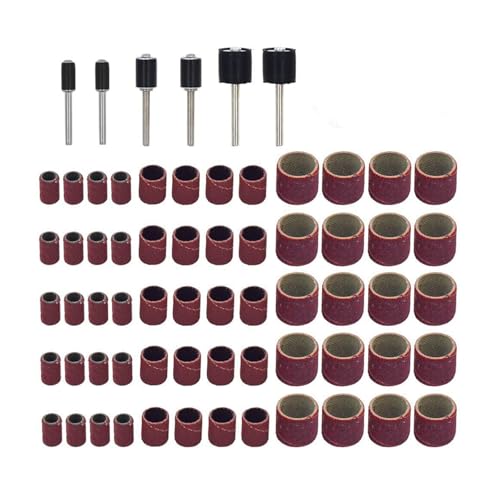 SEIWEI 66 Pcs Drill Press Sanding Drum Kit Including 60 Pieces Sander Sanding Sleeves and 6 Pieces Drum Mandrels for Polishing Wood, Metal, Both Soft and Hard Materials
