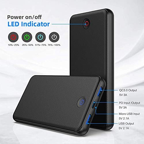HETP Power Bank - Fast Charging 26800mAh Portable Charger [18W PD QC 3.0] 3-Output & 2-Input USB C External Battery Pack Compatible with iPhone 13 12 X Pro Samsung S21 S20 Huawei Xiaomi etc - Black