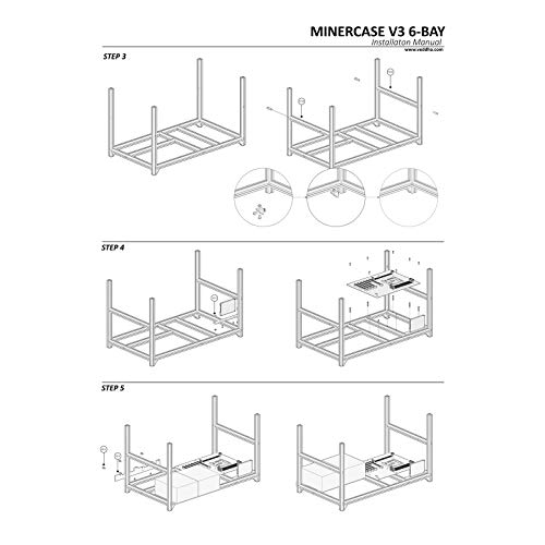 Professional 6 GPU Miner Mining Case Aluminum Frame Mining Rig Black with 5 Fans