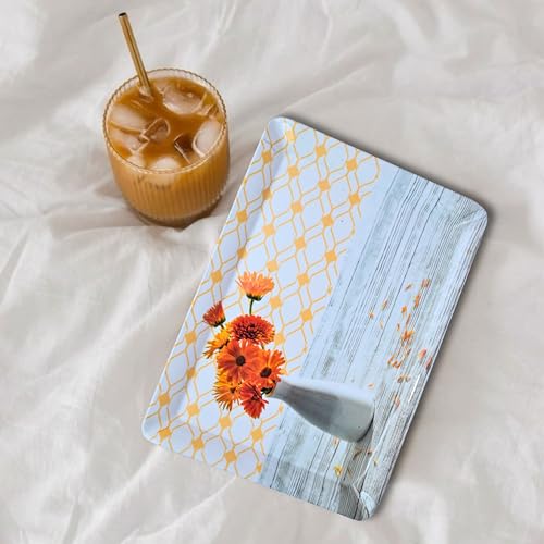 Image of Printed Rectangular Melamine Serving Tray| Tray for Serving Tea, Coffee, Snacks | Break Resistant| Double Laminated | Multi-use | Easy to Clean| | Tray Set of 3 (Small, Medium, Large)(Flower vase)