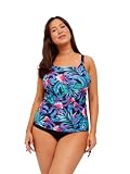 Red Peony Mastectomy Tankini für Damen, zweiteilig, mit Taschen, Schwarz, 3X