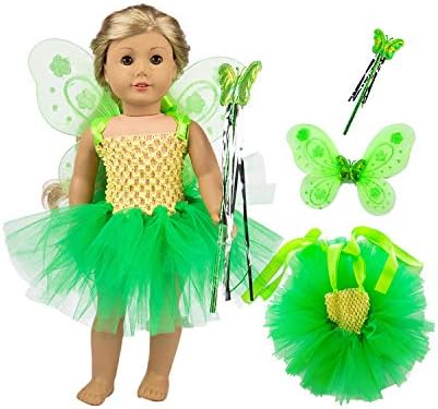 Everydlife 18 Inch Doll Clothes Accessories , Costume Tutu Angel Wings & Magic Wand for 18 Inch Girl Doll Outfits ,Fancy Gift for Kids Girl Doll Outfits Gift for Kids