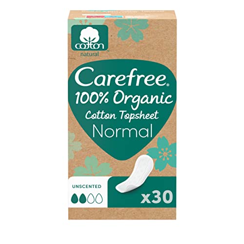 Carefree 100% Organic Cotton Long Panty Liners Pack of 30 Air Breathable and Eco-Friendly Recycled Packaging for Comfort and Sustainability