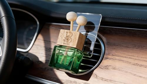 Image of BSOUL Lemongrass Car Air Vent Clip 8ml Pack Of 2 | Natural Fresh Citrus Aroma | Long-Lasting AC Vent Car Perfume | Stress Relief, Mood Booster & Mosquito Repellent | Premium Liquid Fragrance (Green)