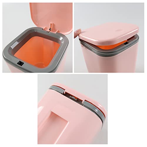 Mini bote de basura rectangular plástico rosa 2 litros miniatura 3