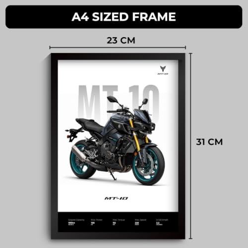 Image of Yamaha MT10 Poster | Superbike Yamaha Framed Poster | Framed Matt Superbike | Bike Posters A3 Size (31 x 23 cm) | Motorrad Bikes Posters for Wall, Home, Bedroom, Living room decoration (F 192)