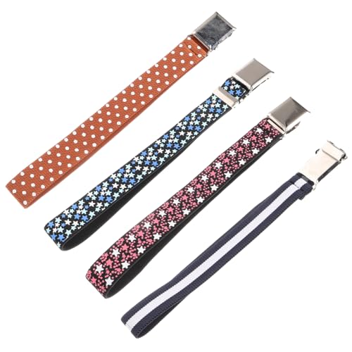 Hemoton 4 pcs Elastic Waist Belts for Boys Stretchy Waistband Comfortable Fashion Accessory for Dresses Jeans Casual and Formal Wear Includes Blue Star Brown Dot Stripe Designs