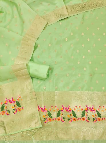Image of DEVANGI Women's Pathni Banarasi Silk Unstitched Salwar Suit Dress Material With Dupatta