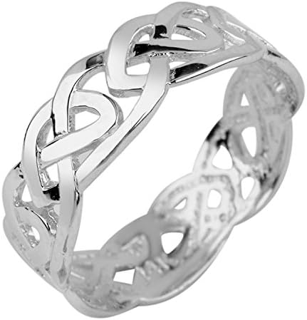 Stunning Sterling Silver Celtic Wedding Band Trinity Knot Eternity Ring (8.25)