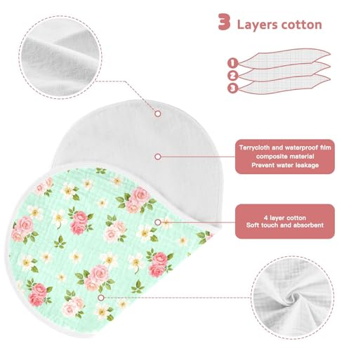 Peach Rose Pattern Muslin Baby Burp Cloths - Super Absorbent and Soft Burping Rags - Cotton Burp Clothes Set for Boys and Girls, 1 Pack3