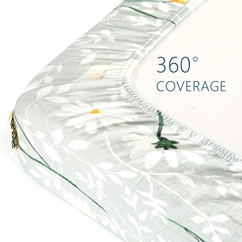 Image of GRSSDER Soft Muslin Crib Sheet 1 Pack, 100% Cotton Crib Sheets for Boys and Girls, Fit Standard Crib Mattresses 52 inch x 28 inch Safe and Snug, Stylish Daisy Print