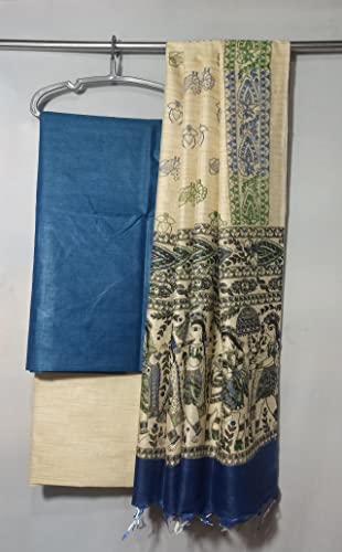 Image of ZERATEX Cotton Silk Hand Crafted Unstitched Suit Set for Women with Dupatta | Cotton Silk Salwar Suit Dress Material for Women & Girls | Top - 2.5 M, Bottom - 2.50 M & Dupatta - 2.5 M