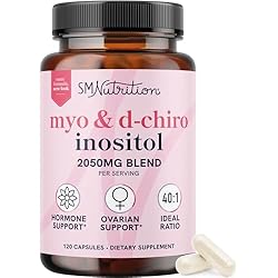 Myo-Inositol & D-Chiro Inositol for Hormone Balance for Women | Fertility, Ovarian Health & Cycle Support | Ideal 40:1 Ratio, Myoinositol 2000mg & D Chiro 50mg | Ovarian Support Vitamins | 120 Ct.