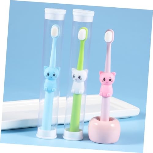 Ipetboom 3Stücke Weiche Zahnbürsten Cartoon Katzen Design Ergonomische Bürsten für Jahre Alte Mädchen und Jungen Sanfte für Empfindliches Zahnfleisch – Bild 7