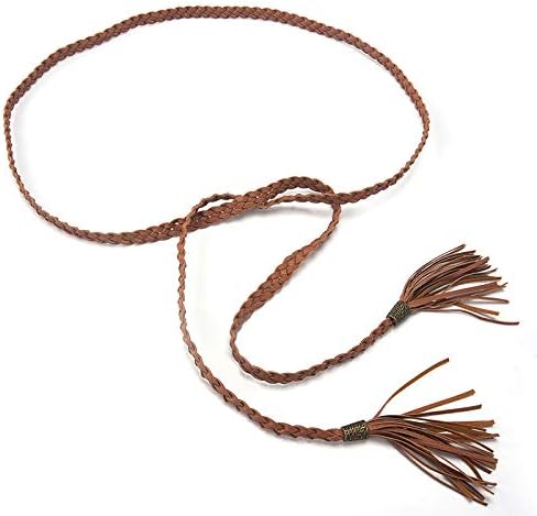 CHIC DIARY Women's Tassel Braided Rope Belt PU Leather Waist Belt Thin Woven Boho Waistband For Dress Jeans - Image 8