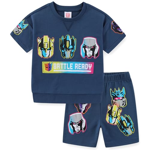 Transformers Boys French Terry Short Sleeve T-Shirt and Short Set for Big Kids