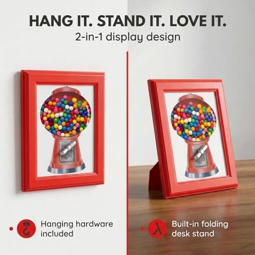 Eye Candy Frame - The Original Candy Dispenser and Gumball Machine in a Picure Frame. All Kinds of Treats. Hang on a Wall, Stand on a Table, Birthday & Holiday Gift for All Ages, Large 15" x 12" (Red) - 1