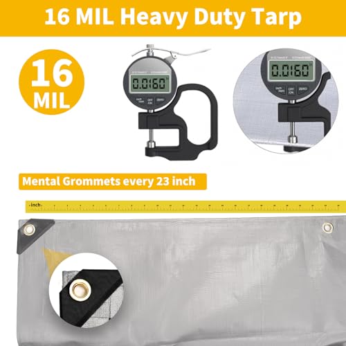 Tufmunb TUF-010 Tarp Waterproof 10X20 Feet, 16 Mil Heavy Duty Thick Tarp thumb #3