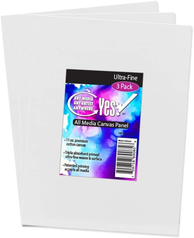 Yes! All Media - Paneles de lona de algodón para acuarelas, colores al óleo, acrílicos, tintas, aerosoles, marcadores permanentes y mucho más. 12 x