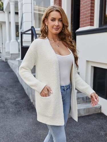 Image of Snuggle Sac Cardigan Sweaters for Women with Pocket Trendy Casual Long Sleeve Tops Open Front Fall Winter Coats