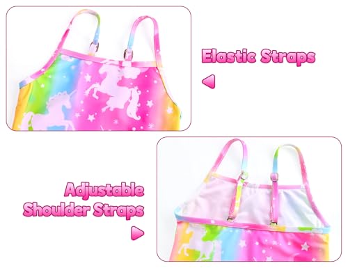 Gnainach Girls One Piece Swimsuits with Adjustable Straps Multicolor Bathing Suits Kids Beach Swimwear for 2-10 Years3