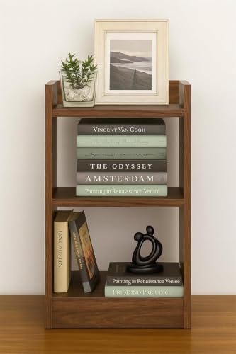 Image of Dime Store Wooden Book Case with 3-Tier Open Storage Shelves | Multipurpose Bookshelf for Living Room, Bedroom, Office, Study Room, Display Rack & Home Organizer